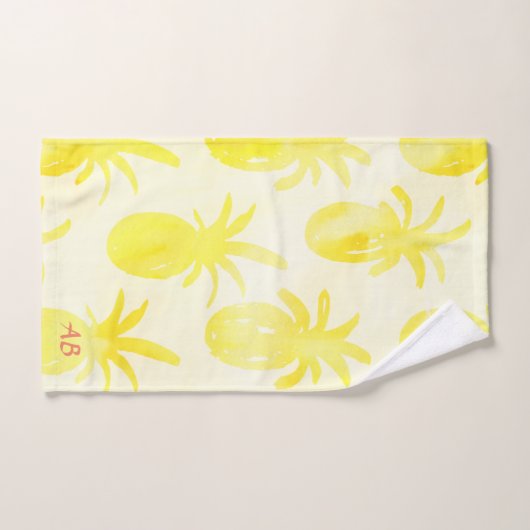 Ananas waterverf geel bad handdoek (Handdoek)