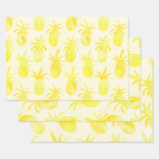 Ananas waterverf geel inpakpapier vel (Set)