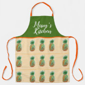 Ananas Waterverf Gele Streep Mums Keuken Schort (Voorkant)