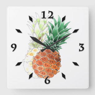 Ananas, waterverf. grote klok