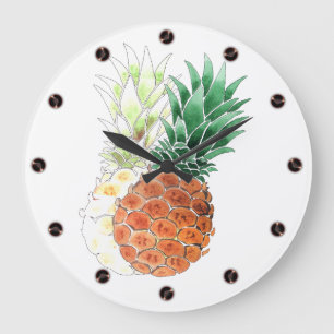 Ananas, waterverf. grote klok