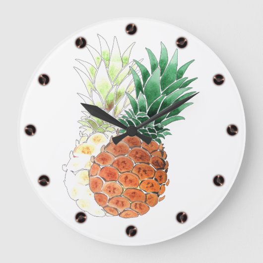 Ananas, waterverf. grote klok (Voorkant)