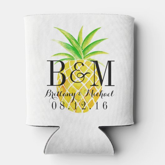 ananas Waterverf om bruiloft te houden Blikjeskoeler (Achterkant)