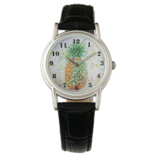 Ananas Waterverf Oranje Limoen Horloge