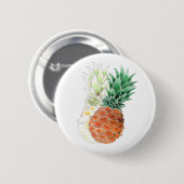 Ananas, waterverf. ronde button 5,7 cm (Voorkant /achterkant)