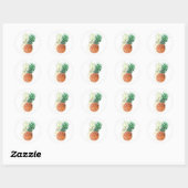 Ananas, waterverf. ronde sticker (Vel)