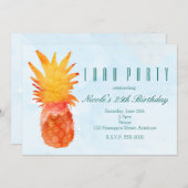 Ananas Waterverf Tropisch Feest Uitnodigingen (Voorkant / Achterkant)