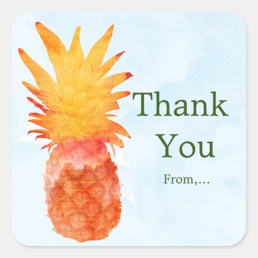 Ananas Waterverf Tropisch Luau Feest Stickers (Voorkant)