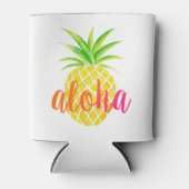 Ananas Waterverf Tropisch Monogram Blikjeskoeler (Voorkant)