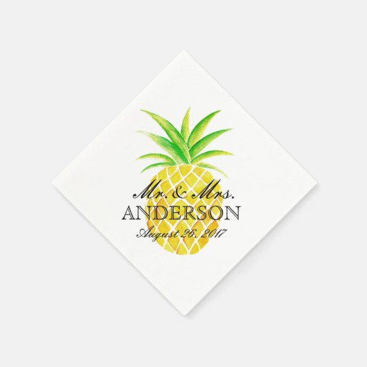 Ananas Waterverf Tropische bruiloft Servet (Hoek)