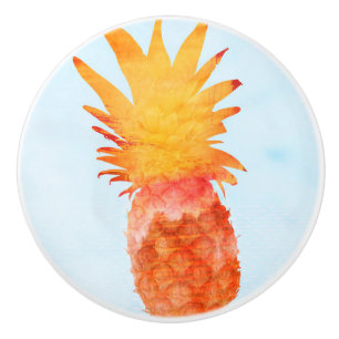 Ananas Waterverf Tropische Zomerfeest Elegant Keramische Knop