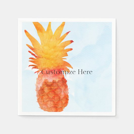 Ananas Waterverf Tropische Zomerfeest Servetten (Voorkant)