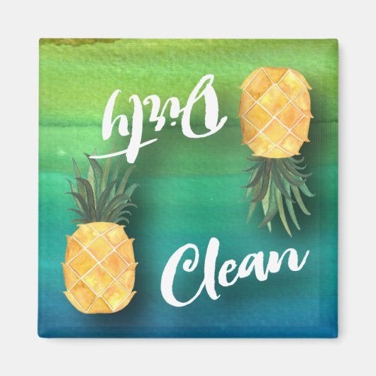 Ananas Waterverf Vaatwasser Dirty Clean Magneet (Voorkant)