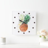 Ananas, waterverf. vierkante klok (Huis)