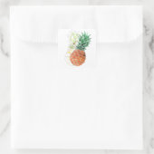 Ananas, waterverf. vierkante sticker (Tas)