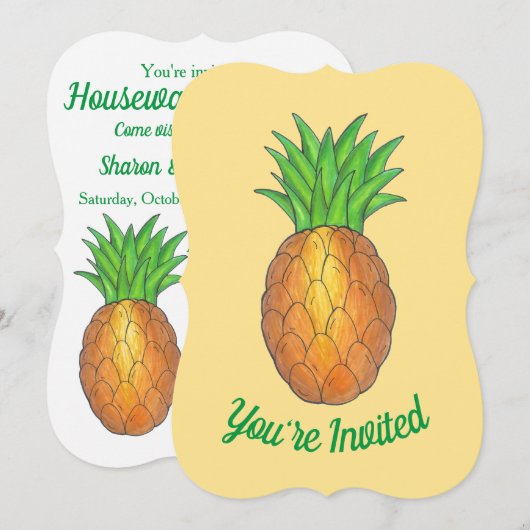 Ananas Welkom Open House Housewarming Party Kaart (Voorkant / Achterkant)