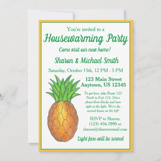 Ananas Welkom Open Huis Housewarming Party In Kaart (Voorkant)