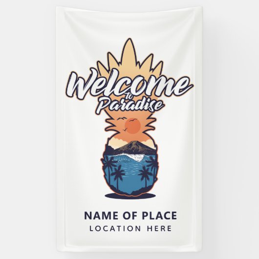 ananas Welkomsttekst en kleurenbanner Spandoek (Verticaal)