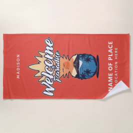 ananas Welkomsttekst en kleurenhanddoek Strandlaken