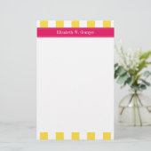 ananas White XL Stripes, Frambozennaammonogram Briefpapier (Staand voorkant)