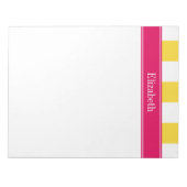 ananas White XL Stripes, Frambozennaammonogram Notitieblok (Voorkant)