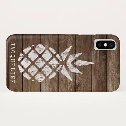 Ananas, Whitewash op hout Case-Mate iPhone Case (Achterkant (horizontaal))