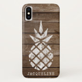 Ananas, Whitewash op hout Case-Mate iPhone Case (Achterkant)