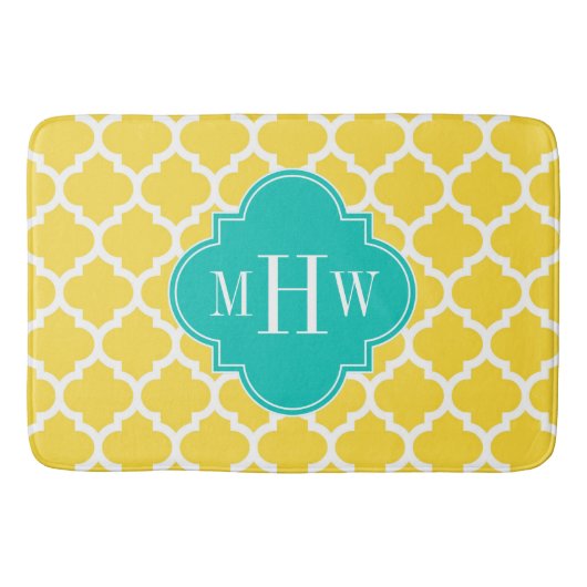 Ananas WhMarokkaans #5 Blauwgroen 3 Initiaal monog Badmat (Voorkant)