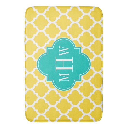 Ananas WhMarokkaans #5 Blauwgroen 3 Initiaal monog Badmat (Voorkant Verticaal)