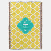 Ananas WhMarokkaans #5 Blauwgroen 3 Initiaal monog Deken (Voorkant Verticaal)