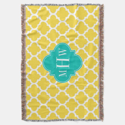 Ananas WhMarokkaans #5 Blauwgroen 3 Initiaal monog Deken (Voorkant Verticaal)