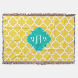 Ananas WhMarokkaans #5 Blauwgroen 3 Initiaal monog Deken