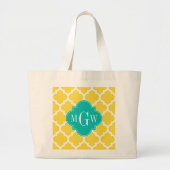 Ananas WhMarokkaans #5 Blauwgroen 3 Initiaal monog Grote Tote Bag (Voorkant)