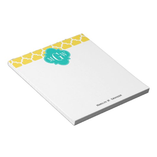 Ananas WhMarokkaans #5 Blauwgroen 3 Initiaal monog Notitieblok (Schuin)