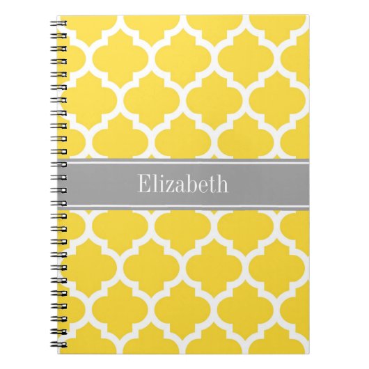 Ananas Whockey Moroccan #5 DK Gray Name Monogram Notitieboek (Voorkant)