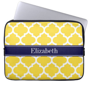 Ananas Whockey Moroccan #5 Navy Blue Name Monogram Laptop Sleeve