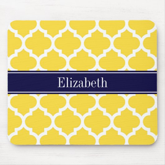 Ananas Whockey Moroccan #5 Navy Blue Name Monogram Muismat (Voorkant)