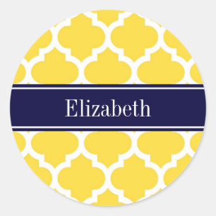 Ananas Whockey Moroccan #5 Navy Blue Name Monogram Ronde Sticker