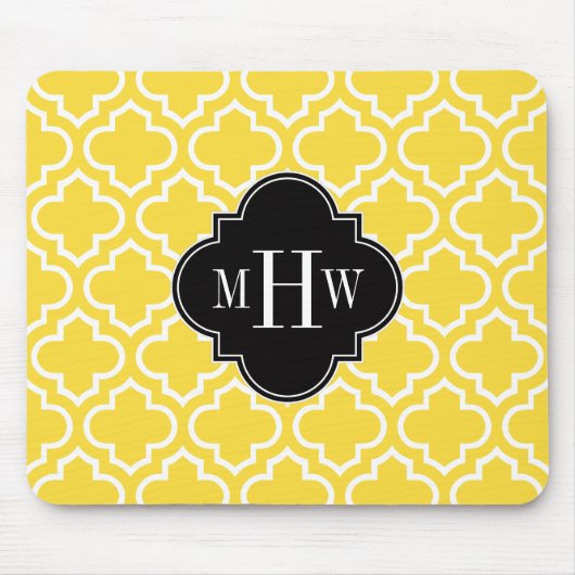 Ananas Whockey Moroccan #6 Black 3 Initiaal monogr Muismat (Voorkant)