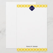 Ananas Whotkus Marokkaanse marinemonogram 3 Initia Briefpapier (Voorkant / Achterkant)