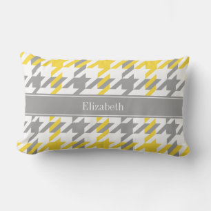 Ananas Wht Dk Gray Houndstooth Naam Monogram Kussen