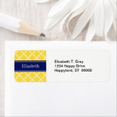 Ananas WHT Fancy Quatrefoil Navy Naam Monogram Etiket (Insitu)