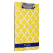 Ananas WHT Fancy Quatrefoil Navy Naam Monogram Klembord (Rechts)