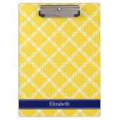 Ananas WHT Fancy Quatrefoil Navy Naam Monogram Klembord (Voorkant)
