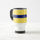 Ananas WHT Fancy Quatrefoil Navy Naam Monogram Reisbeker (Voorkant links)