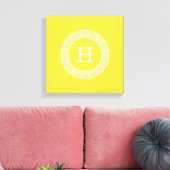 Ananas WHT Grieks Sleutel RND Lijst Initiaal Monog Canvas Afdruk (Insitu (Woonkamer))