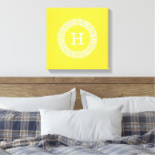 Ananas WHT Grieks Sleutel RND Lijst Initiaal Monog Canvas Afdruk (Insitu (Slaapkamer))