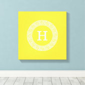 Ananas WHT Grieks Sleutel RND Lijst Initiaal Monog Canvas Afdruk (Insitu (Houten vloer))