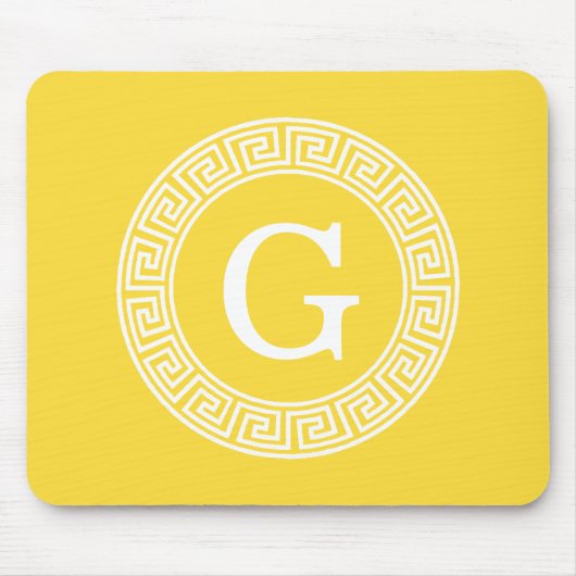 Ananas WHT Grieks Sleutel RND Lijst Initiaal Monog Muismat (Voorkant)