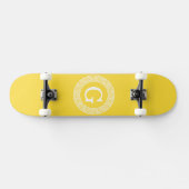 Ananas WHT Grieks Sleutel RND Lijst Initiaal Monog Persoonlijk Skateboard (Horizontaal)